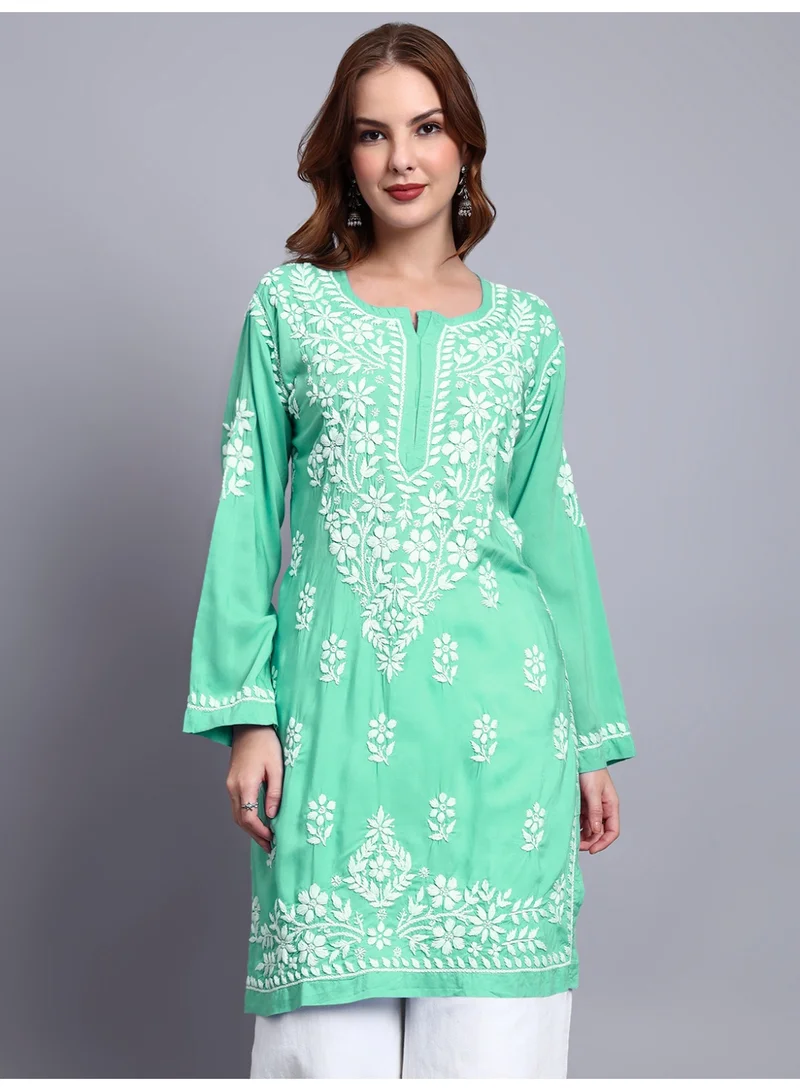 Alaya Women Hand Embroidered Chikankari Modal Kurti -AL3702