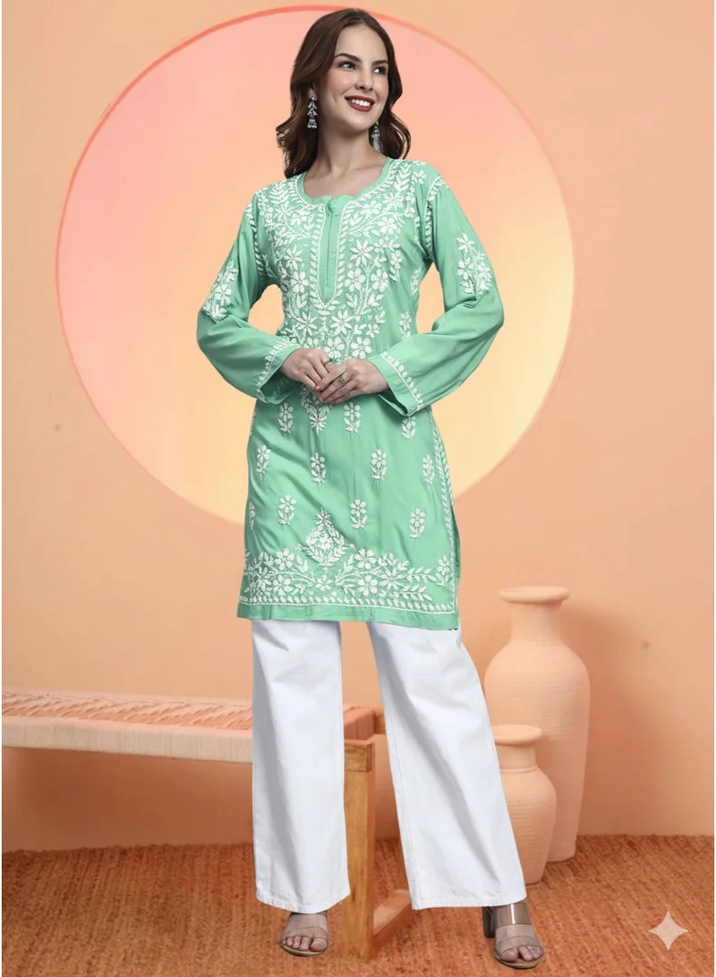 Alaya Women Hand Embroidered Chikankari Modal Kurti -AL3702