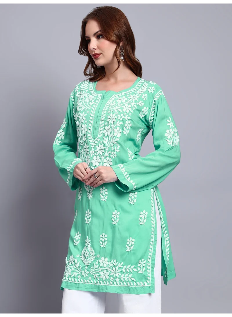 Alaya Women Hand Embroidered Chikankari Modal Kurti -AL3702