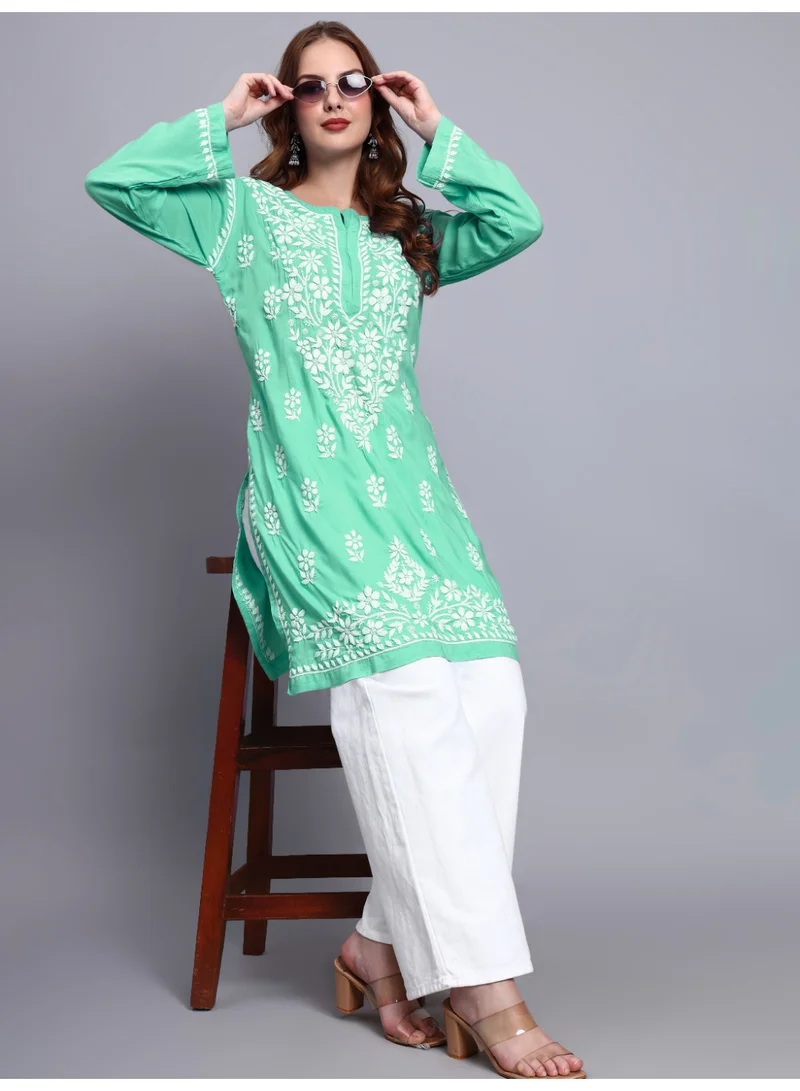Alaya Women Hand Embroidered Chikankari Modal Kurti -AL3702