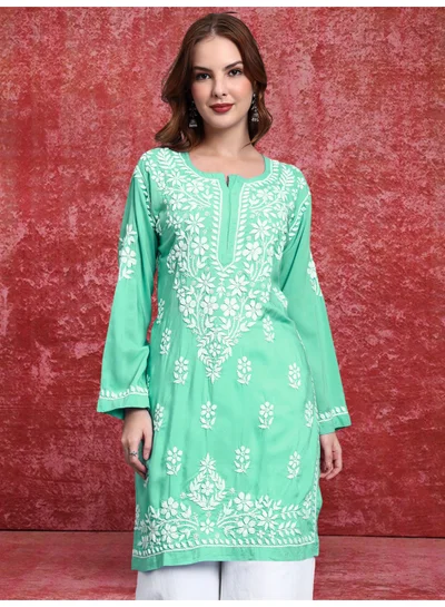 Alaya Women Hand Embroidered Chikankari Modal Kurti -AL3702