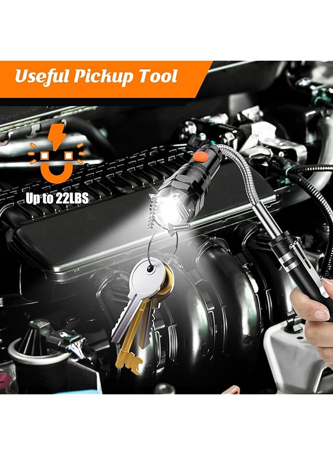 X spring Magnetic Pickup Tool Magnetic Flashlight with Rotating Telescopic Neck Extendable Telescoping Magnet with LED Lights Magnetic Grabber for Mechanics Ideal for Auto Repair Use - Image 5