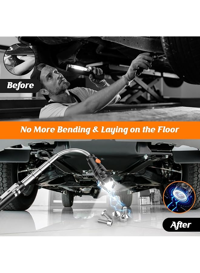 X spring Magnetic Pickup Tool Magnetic Flashlight with Rotating Telescopic Neck Extendable Telescoping Magnet with LED Lights Magnetic Grabber for Mechanics Ideal for Auto Repair Use - Image 4
