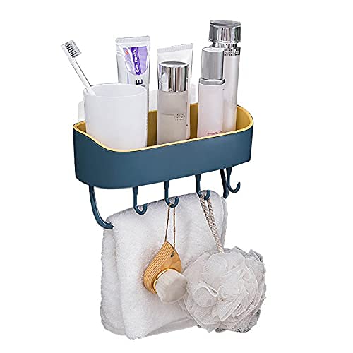 RIVUGJA Multipurpose Kitchen Bathroom Shelf Wall Mounted Bathroom Kitchen No Drill Storage Rack Super Adhesive Bathroom Shower Organizer Rack Shelf Bathroom Rack Shelf with Hook - Image 3
