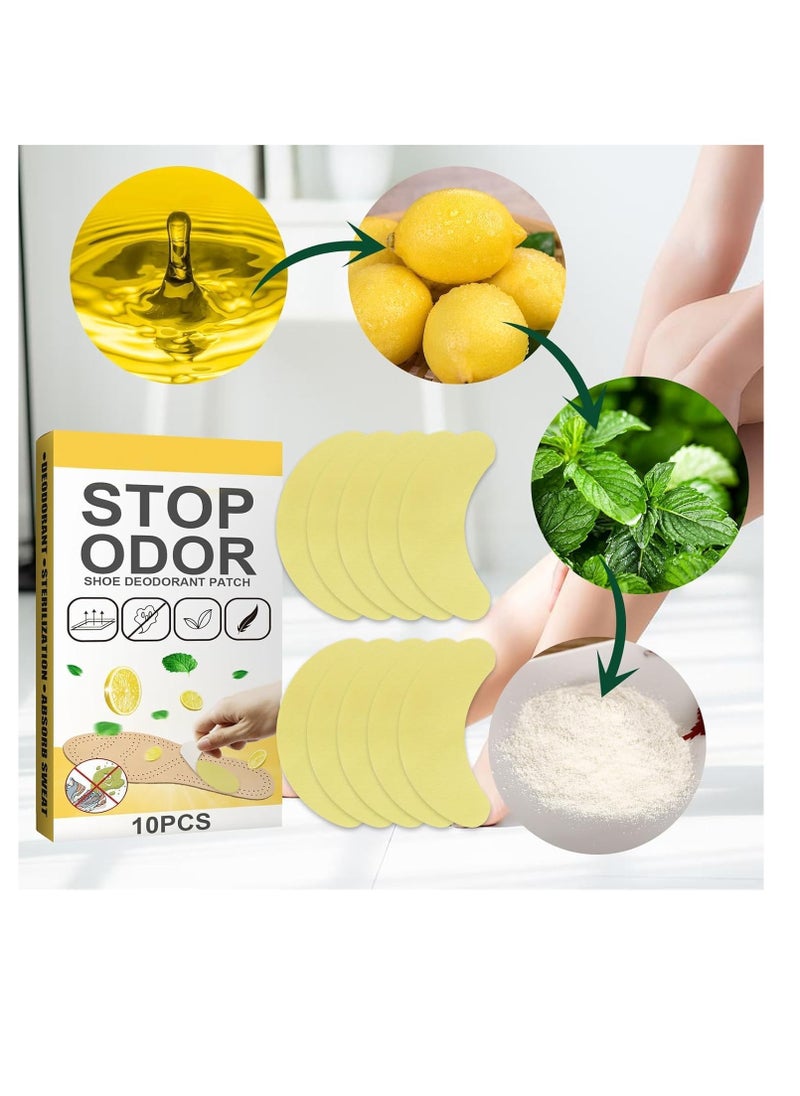 Plan A - Shoe Deodorizer Patches – Pack of 10 | Sterilize & Absorb Sweat for Deodorizing & Foot Care | Ultra Thin & Breathable Patches with Lemon Scent | Ideal for Sports & Everyday Shoes - Image 1