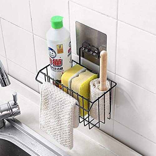 Cyrox Self Adhesive Metal Wall Hanging Bathroom Shower Caddy Basket | Sink Sponge Holder | Toothbrush Holder with Kitchen Towel Rack | Shampoo Cosmetic Bottle Stand - Image 3