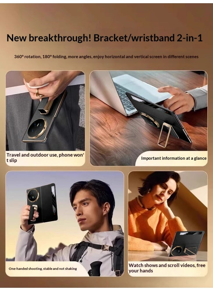 Magnetic for Honor Magic V5 Case - 2-in-1 Rotating Stand & Wrist Strap - Image 2