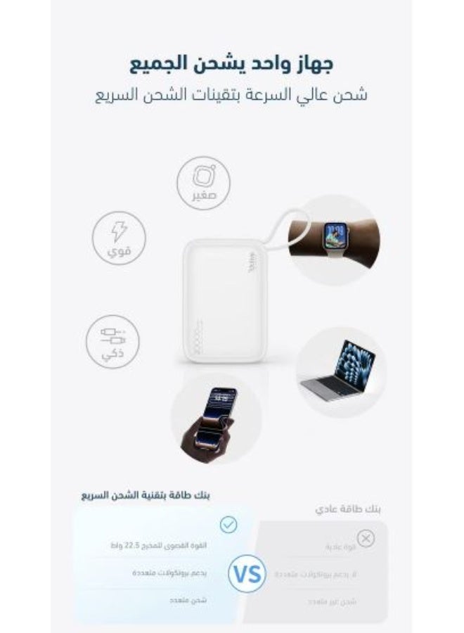 آكتف شاحن متنقل Active N32 بسعة 10,000 ملي أمبير-ابيض + شاحن متنقل Active N33 بسعة 20,000 ملي أمبير-ابيض - Image 2