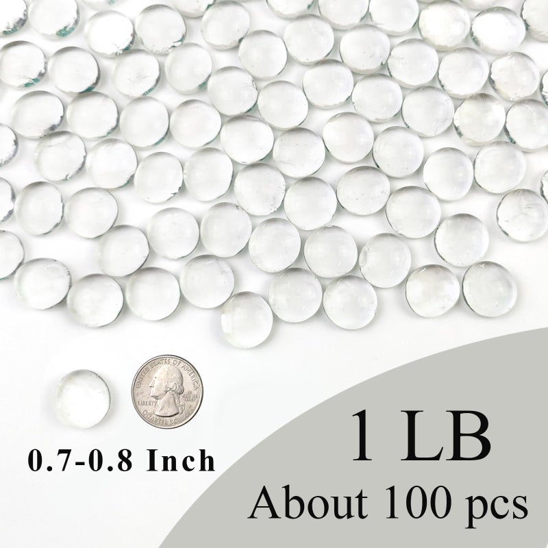FANTIAN 1lb Clear Glass Beads for Vases, 100 Pcs Glass Pebbles, Clear Flat Glass Marbles for Vase Filler Flower Candle Crafts Centerpieces and Wedding Decoration - Image 5
