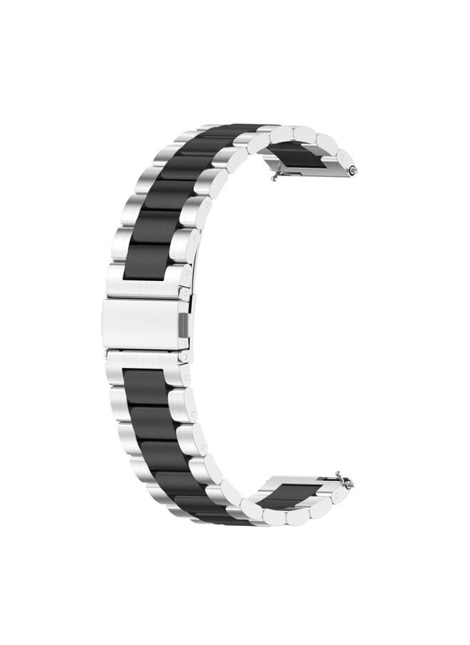Generic - Replacement Strap For Huawei Watch GT4 41mm Three Bead Stainless Steel Metal Watch Band Silver+Black - Image 1