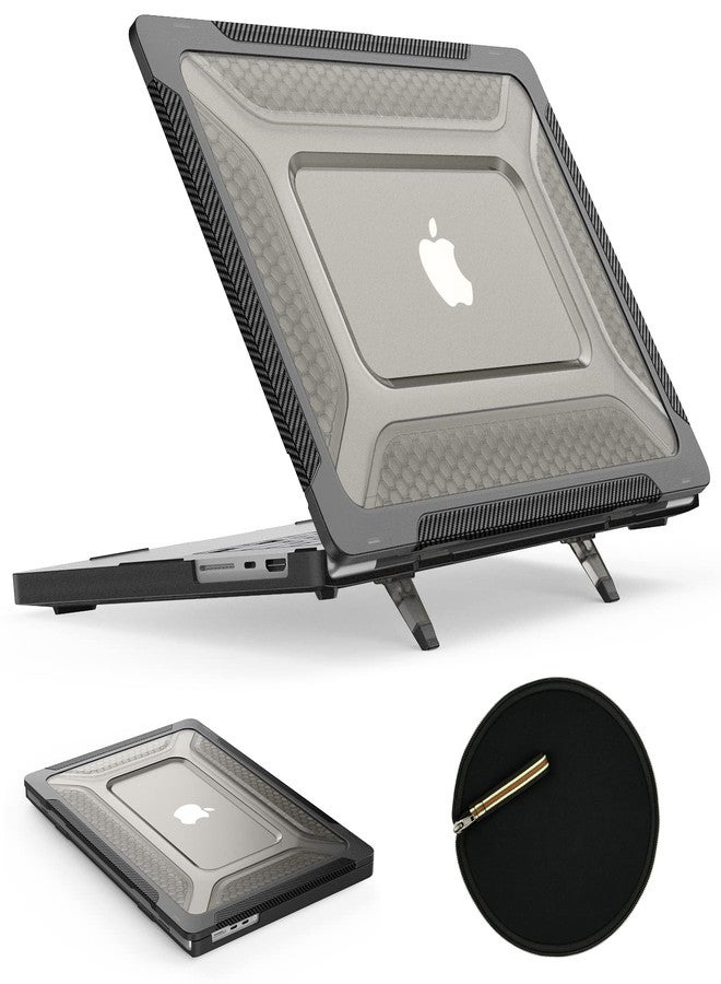 SEYMAC stock MacBook Pro 16 inch Case 2023/2022/2021 A2991 A2780 A2485, Shock-Absorbing Protection Case with Folding Stand &Mouse Pad/Bag for MacBook Pro 16'' M3/M2/M1 A2991 A2780 A2485 (Black) - Image 1