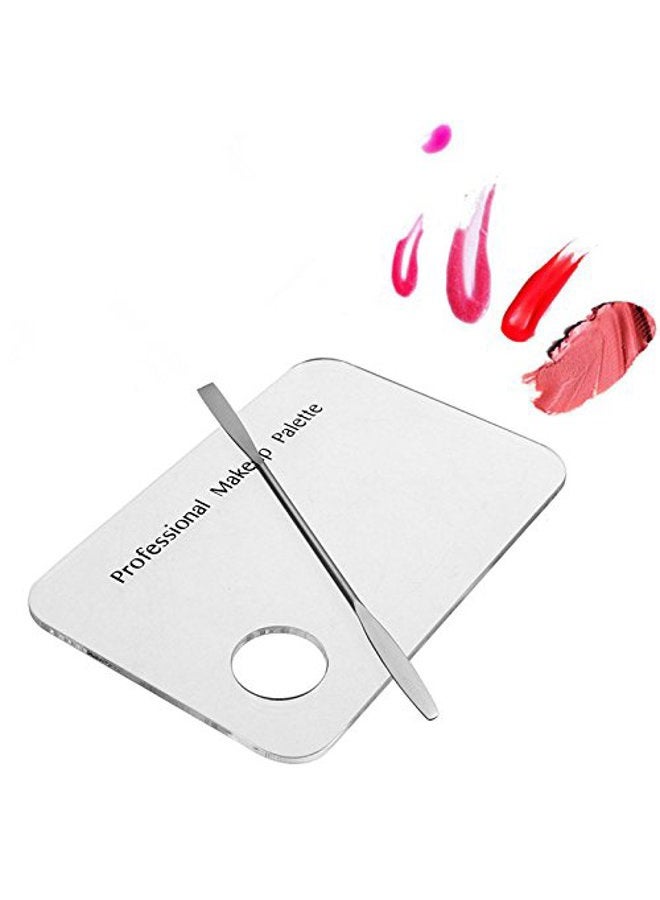 MEYA Set of 2 Acrylic Cosmetic Makeup Mixing Plate Nail Art Polish Gel Foundation Eyeshadow Eyes Mixing Palette with Spatula Rod Tool Set - Image 1