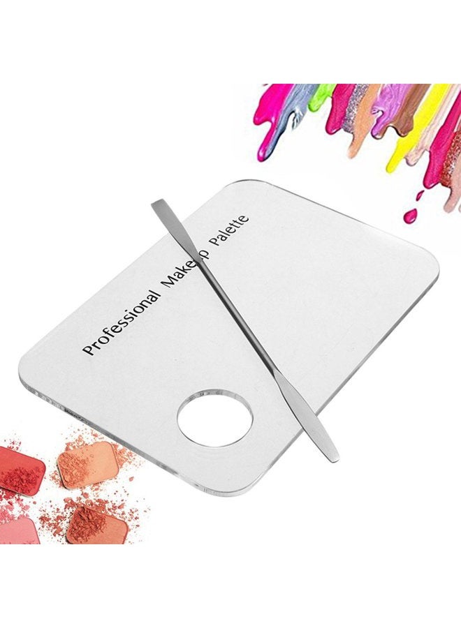 MEYA Set of 2 Acrylic Cosmetic Makeup Mixing Plate Nail Art Polish Gel Foundation Eyeshadow Eyes Mixing Palette with Spatula Rod Tool Set - Image 2