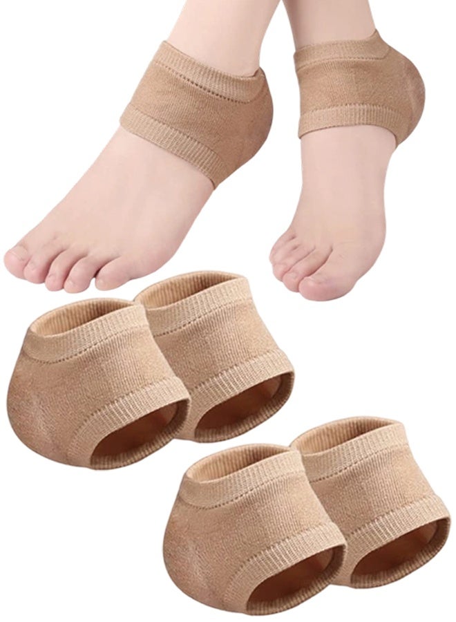 2 Pairs Soft Gel Moisturizing Heel Repair Socks, Overnight Hydrating Spa Socks for Dry Cracked Rough Feet, Heel Treatment Socks for Softening Chapped Skin and Foot Care, Suitable for Home and Sleeping Use, Skin Color - Image 1