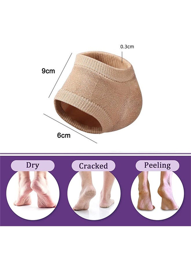 2 Pairs Soft Gel Moisturizing Heel Repair Socks, Overnight Hydrating Spa Socks for Dry Cracked Rough Feet, Heel Treatment Socks for Softening Chapped Skin and Foot Care, Suitable for Home and Sleeping Use, Skin Color - Image 2