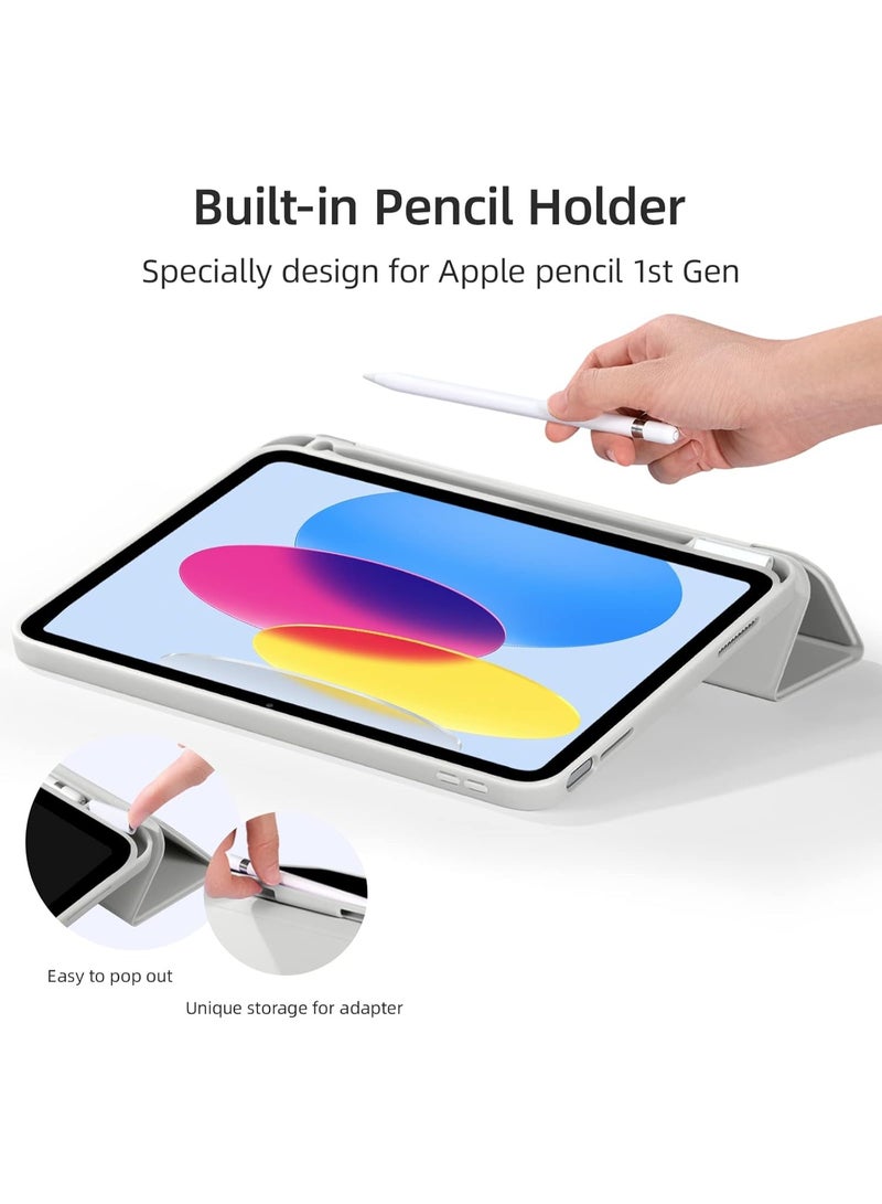 جراب لجهاز iPad (A16) الجيل الحادي عشر 11 بوصة 2025، جراب لجهاز iPad الجيل العاشر 2022 10.9 بوصة مع حامل قلم، غطاء خلفي ناعم من مادة TPU، غطاء حماية ذكي ثلاثي الطيات، خاصية التشغيل/الإيقاف التلقائي - Image 3