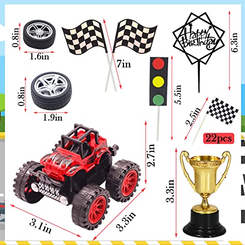 MEMOVAN Trucks Cake Topper Truck Cake Decorations Racing Car Birthday Cake Cupcake Topper Decoration for Boys Kids Blaze Truck Theme Birthday Supplies Racing Car Party Favors30pcs - Image 5