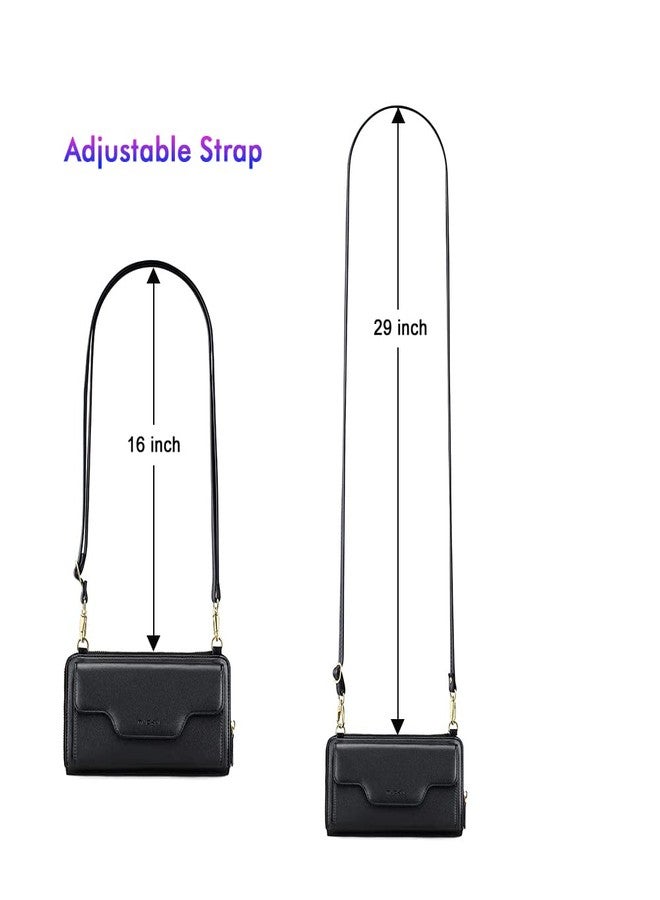 nuoku Wristlet Crossbody Bags for Women, Small Clutch Purses, Cell Phone Wallet, Rfid, BLACK - Image 5