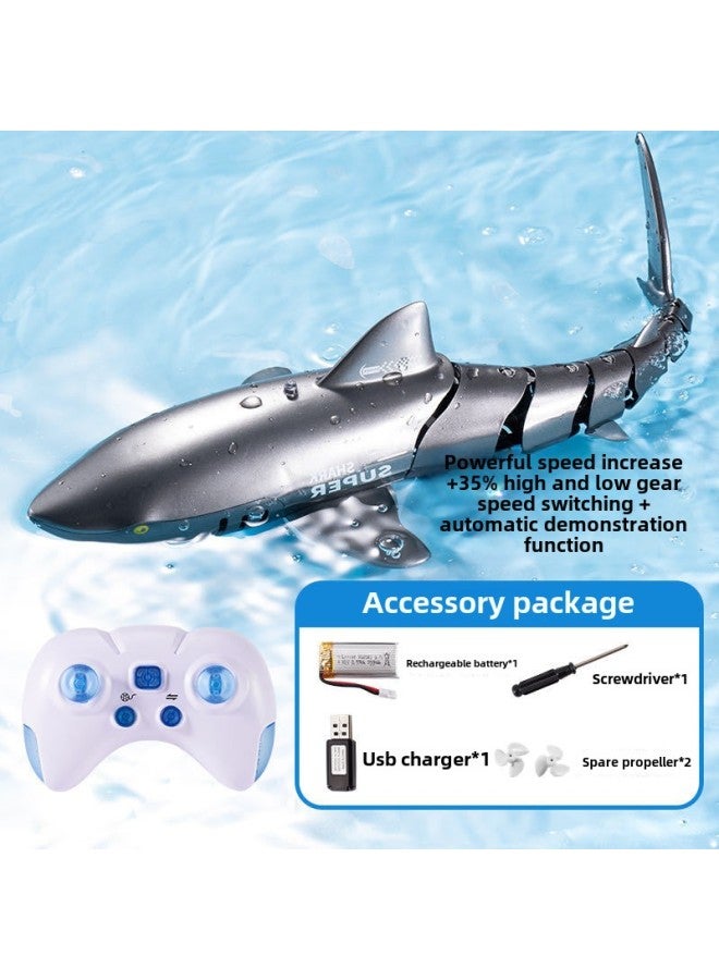 Electric Remote Control Shark Water Spray Light Whale Can Be Launched 24G Remote Control Boat Children's Toy Girl Bag Metal-Color:Deep Sea Black Whale (super Powerful)-Specification:Three-battery Configuration  - Image 1