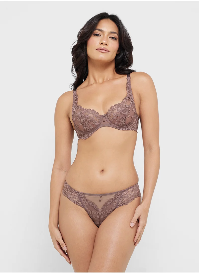 hunkemoller Lace Detail High Waist Brief