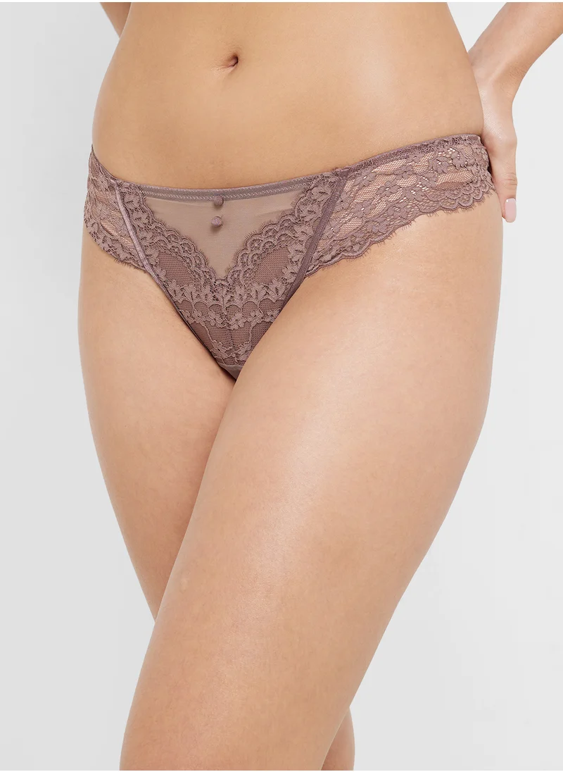 hunkemoller Lace Detail High Waist Brief