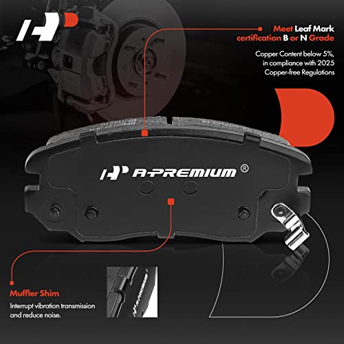 A-Premium Front Ceramic Disc Brake Pads Set Compatible with Select Buick, Cadillac, Chevy, GMC and Saab Models - Allure, Cascada, LaCrosse, Regal, ELR, Equinox, Impala, Malibu, Malibu Limited, Terrain - Image 2