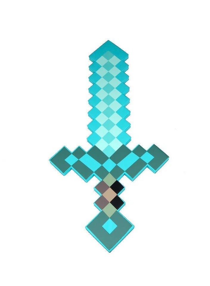 REZZOSS Diamond Blue Foam Sword Toy for Kids – Soft Safe Foam Weapons for Kids | Minecraft-Style Pixel Battle Toys for Boys | Lightweight Pretend Play Sword Axe Shovel for Children | Perfect Birthday Gift for Game Fans - Image 2