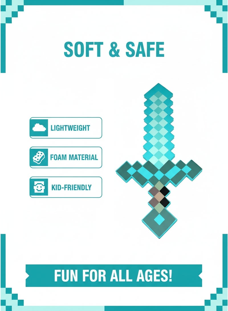 REZZOSS Diamond Blue Foam Sword Toy for Kids – Soft Safe Foam Weapons for Kids | Minecraft-Style Pixel Battle Toys for Boys | Lightweight Pretend Play Sword Axe Shovel for Children | Perfect Birthday Gift for Game Fans - Image 4