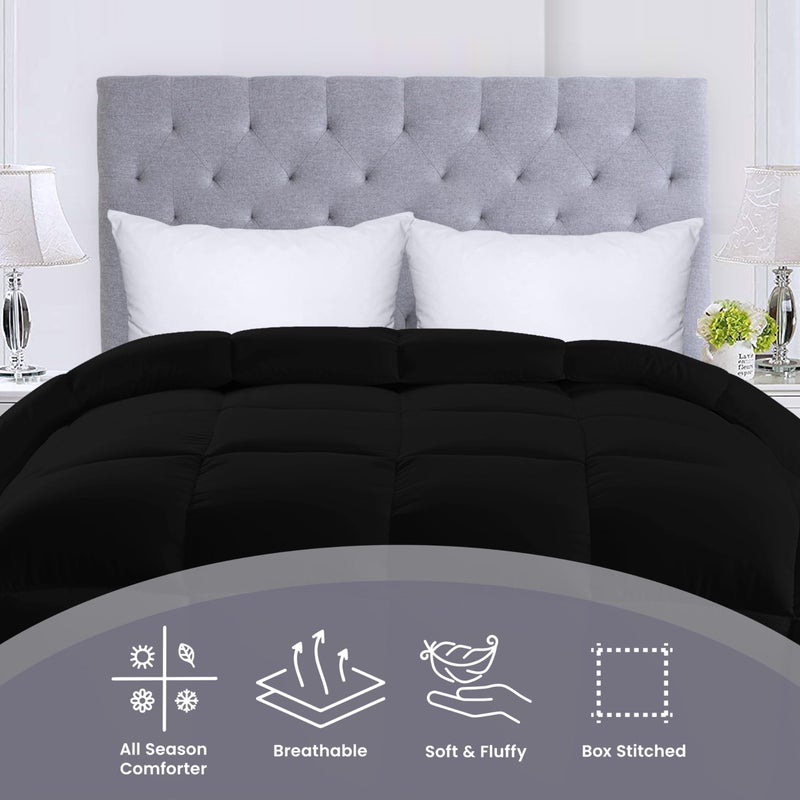 Utopia Bedding All Season 250 GSM Comforter - Soft Down Alternative Comforter - Plush Siliconized Fiberfill Duvet Insert - Box Stitched (King/Cal King, Black) - Image 3