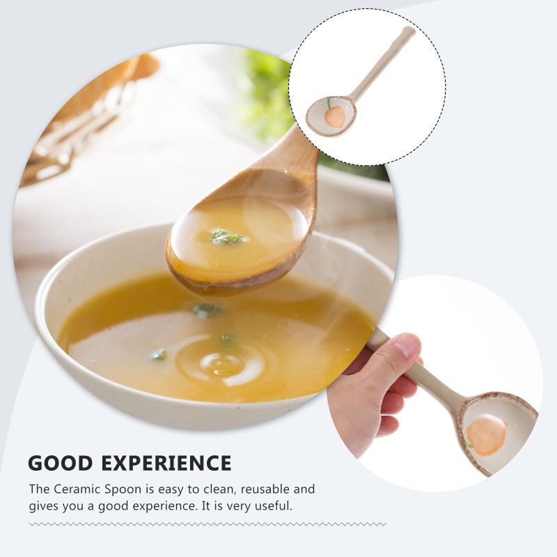 Ceramic Soup Spoon with Carrot Pattern Japanese Style Rough Pottery for Home and Restaurant Use - Image 4