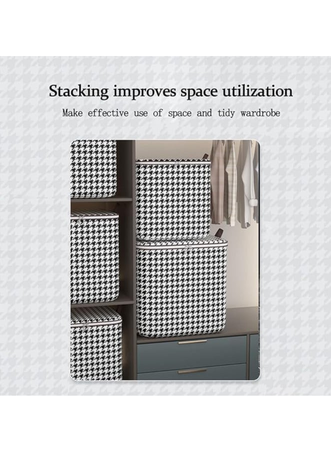 AUTOYSUR Houndstooth Storage Bag Large Capacity Folding Clothes Portable Wardrobe Sorting Clothes Storage Box With Reinforced Handle Zipper For Home Shelf Organizer (1 Pack 140L) - Image 5