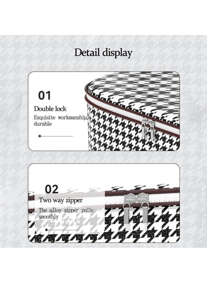 AUTOYSUR Houndstooth Storage Bag Large Capacity Folding Clothes Portable Wardrobe Sorting Clothes Storage Box With Reinforced Handle Zipper For Home Shelf Organizer (1 Pack 140L) - Image 3