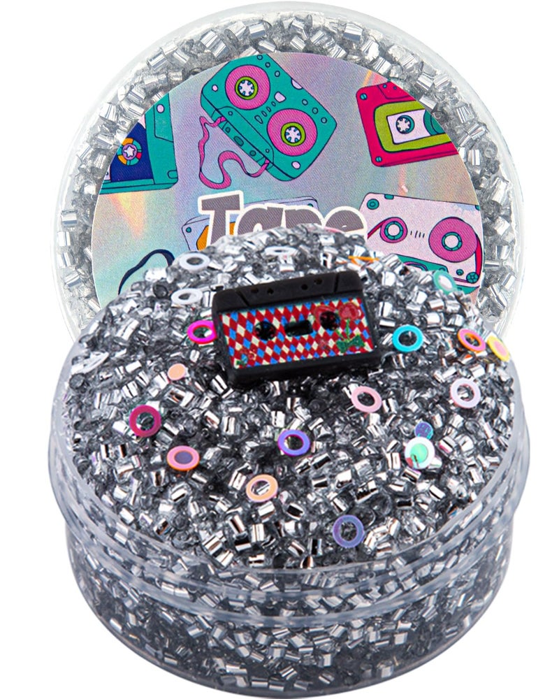 Okaybee Tape Silver Bingsu Slime NonSticky Glimmer Crunchy Slime Party Favors for Kids Sensory Toys for Birthday Easter Halloween for Girls Boys - Image 2
