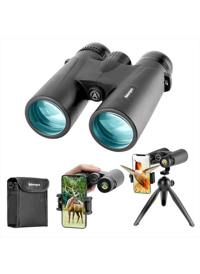 Adorrgon 12x42 HD Binoculars for Adults High Powered with Phone Adapter, Tripod and Tripod Adapter - Large View Binoculars with Clear Low Light Vision - Binoculars for Bird Watching Cruise Ship Travel  - Image 1