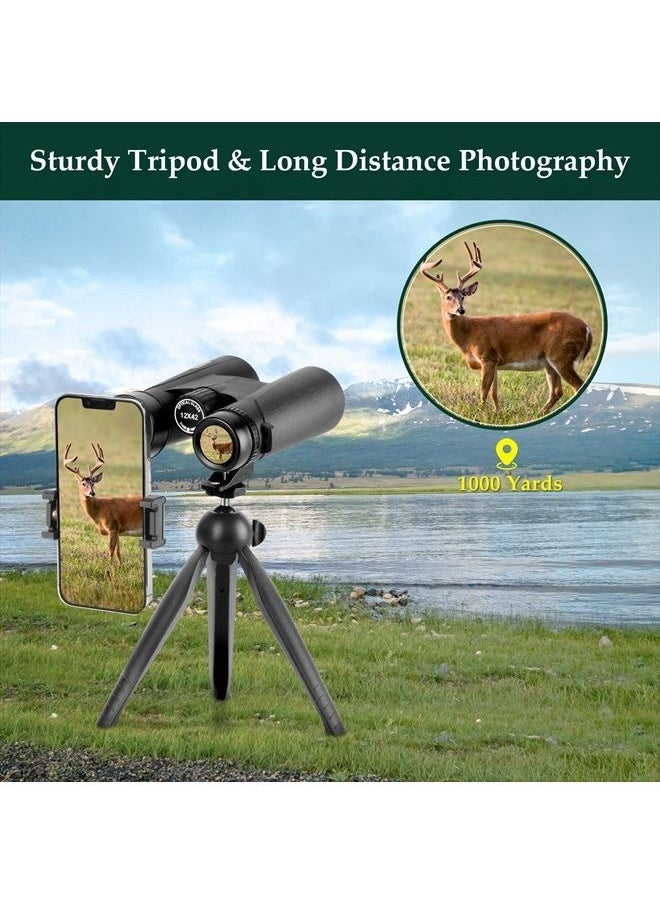 Adorrgon 12x42 HD Binoculars for Adults High Powered with Phone Adapter, Tripod and Tripod Adapter - Large View Binoculars with Clear Low Light Vision - Binoculars for Bird Watching Cruise Ship Travel  - Image 4