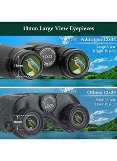 Adorrgon 12x42 HD Binoculars for Adults High Powered with Phone Adapter, Tripod and Tripod Adapter - Large View Binoculars with Clear Low Light Vision - Binoculars for Bird Watching Cruise Ship Travel  - Image 2