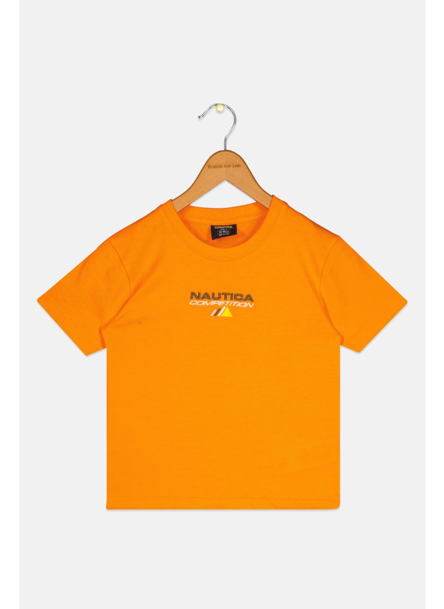 Nautica Competition - Toddlers Boy Crew Neck Embroidered Logo T-Shirts, Neon Orange Combo - Image 1