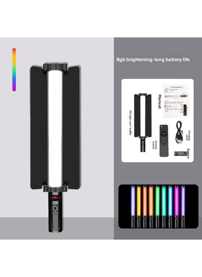 Generic Explosions Full Color Rgb50cm Handheld Stick Lamp Remote Control Can Change Color Portable Handheld Light Stick Lamp-Light Source Color:[type B Stick Light-rgb Model] (with Baffle)  - Image 1