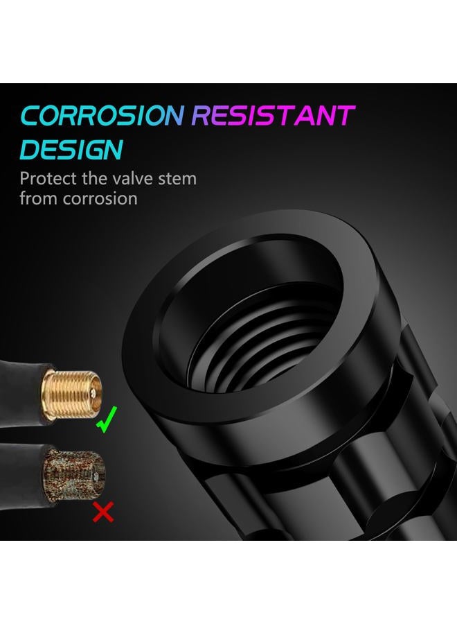 QUARKACE Tire Valve caps, Universal Valve Stem Caps for Car, Motorcycle and Bike, Non-Fading Bright Color, Corrosion Resistant Coating, Air Leakproof Metal Tire Caps 4 Pack - Black - Image 3