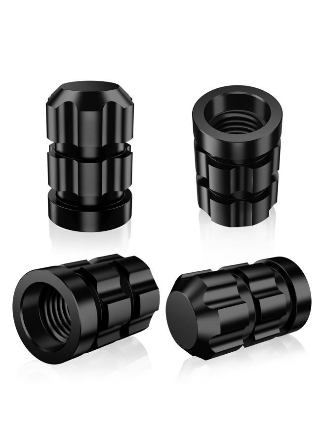 QUARKACE Tire Valve caps, Universal Valve Stem Caps for Car, Motorcycle and Bike, Non-Fading Bright Color, Corrosion Resistant Coating, Air Leakproof Metal Tire Caps 4 Pack - Black - Image 1