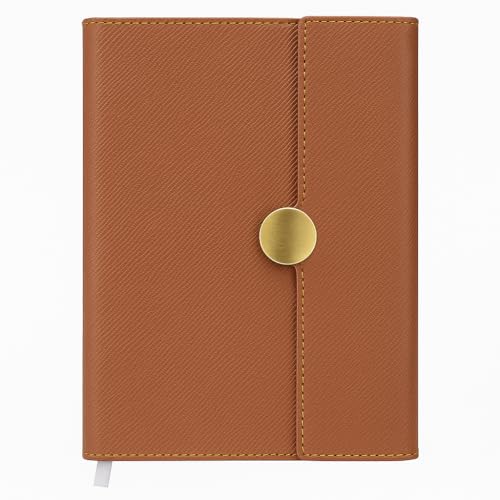 Schmick A5 Journal Notebook Diary for Men Women | Office Journal Diary Notebook with Magnetic Flip Lock and Mobile Holder Pocket (200 Ruled Pages, 6 x 8.5 Inches, 80 GSM) (Round Mag. Tan) - Image 1