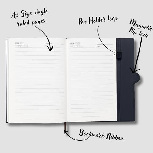 Schmick A5 Journal Notebook Diary for Men Women | Office Journal Diary Notebook with Magnetic Flip Lock and Mobile Holder Pocket (200 Ruled Pages, 6 x 8.5 Inches, 80 GSM) (Round Mag. Tan) - Image 3