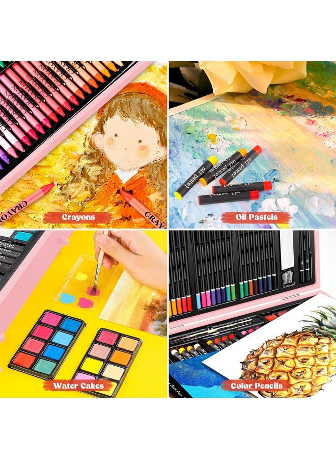 Caliart Art Supplies Aesthetic Cute Preppy Stuff School Supplies 153Pack Deluxe Wooden Art Set Crafts Drawing Painting Coloring Supplies Kit With 2 A4 Sketch Pads Mothers Day Gift For Mom - Image 4