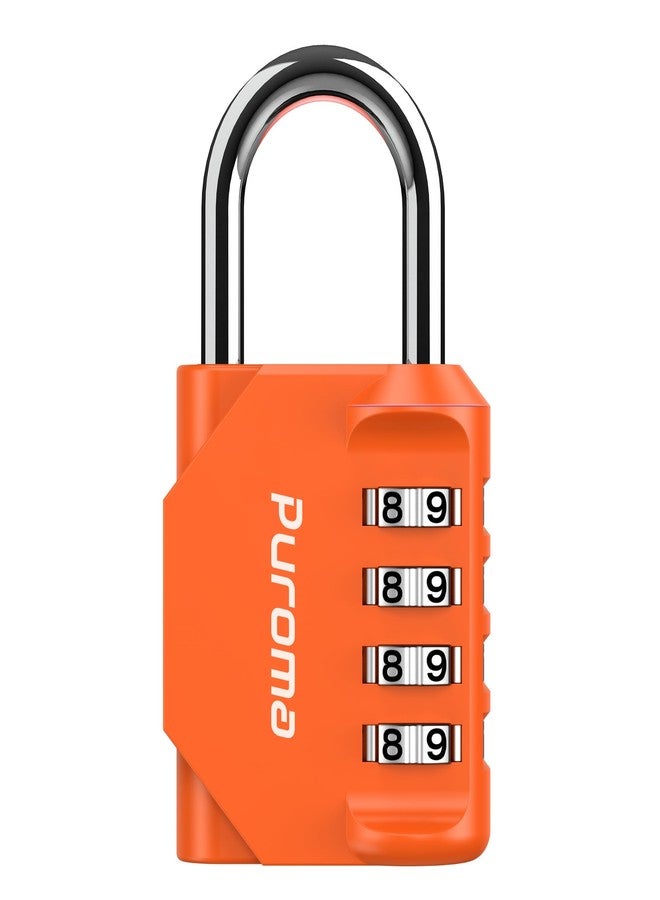 Puroma 1 Pack Combination Lock for Locker 4 Digit Outdoor Waterproof Padlock for School, Gym, Sports, Fence, Toolbox, Gate, Case, Outdoor, Hasp Storage, Cabinets (Orange) - Image 1