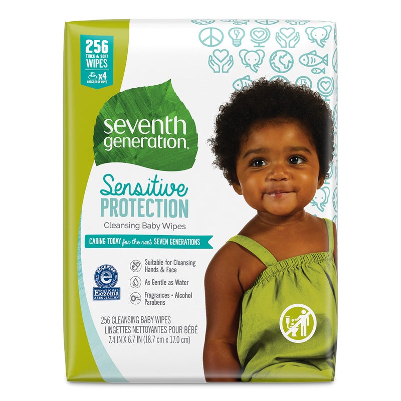 Seventh Generation, Baby Wipes, Unscented and Sensitive,64 Count (Pack of 4) - Image 1