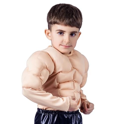 KalcyKizz Kids Muscle Suit Costume, Yellow (M(7-9Y)) - Image 1