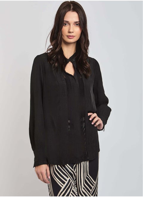 Fancy Long Sleeve Lace Cuff Blouse