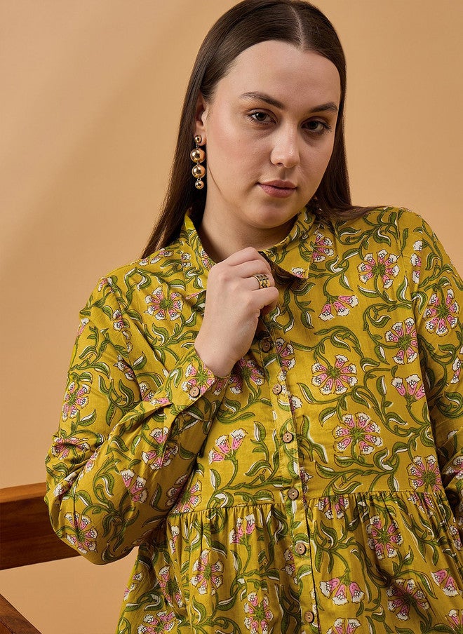 Baizee بلوزة مزهرة بقلنسوة من Routes بواسطة All About You للنساء ذات الحجم الكبير - Image 3
