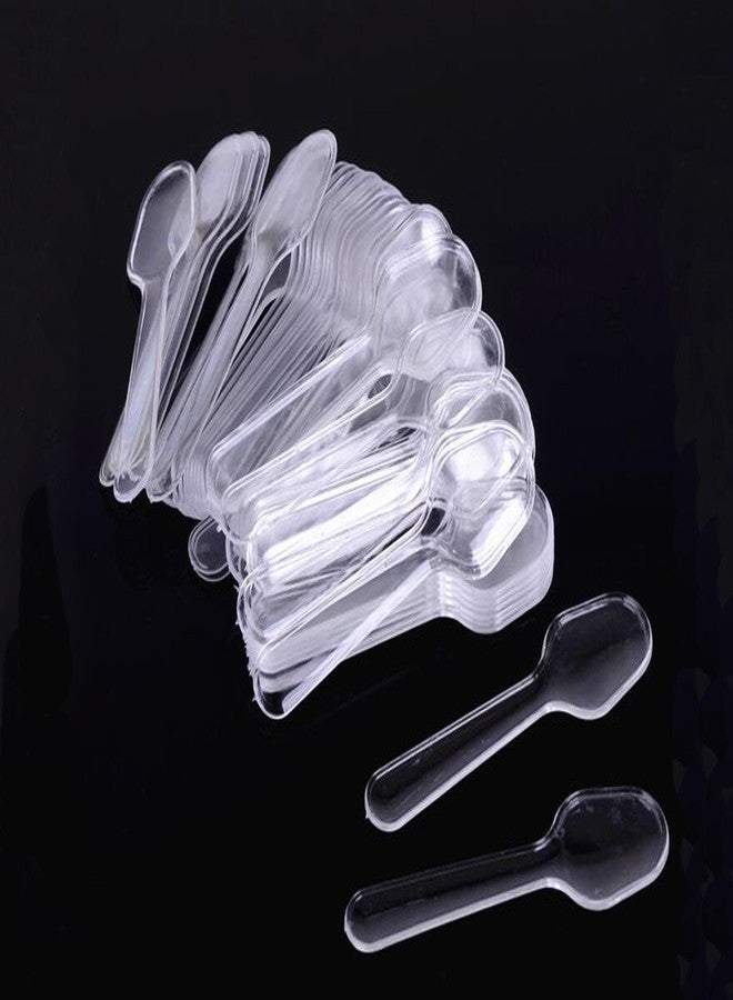 esowemsn 1Pack (500pcs) Disposable Clear Plastic Mini Spoon Best for Jelly/Pudding/Yogurt/Ice Cream/Desert/Cake/Appetizer - Image 1