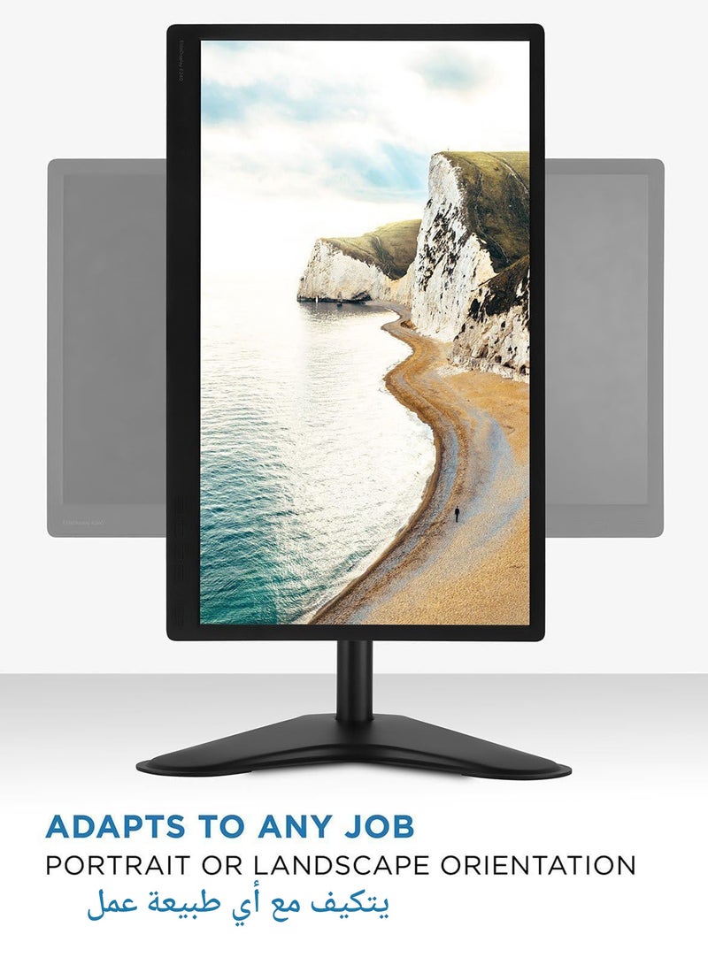 Newstar Single Monitor Desk Stand – Fits 13–32″ (up to 8 kg) | Adjustable Height, Tilt & Swivel | Freestanding Steel Base | VESA 75×75/100×100 - Image 2